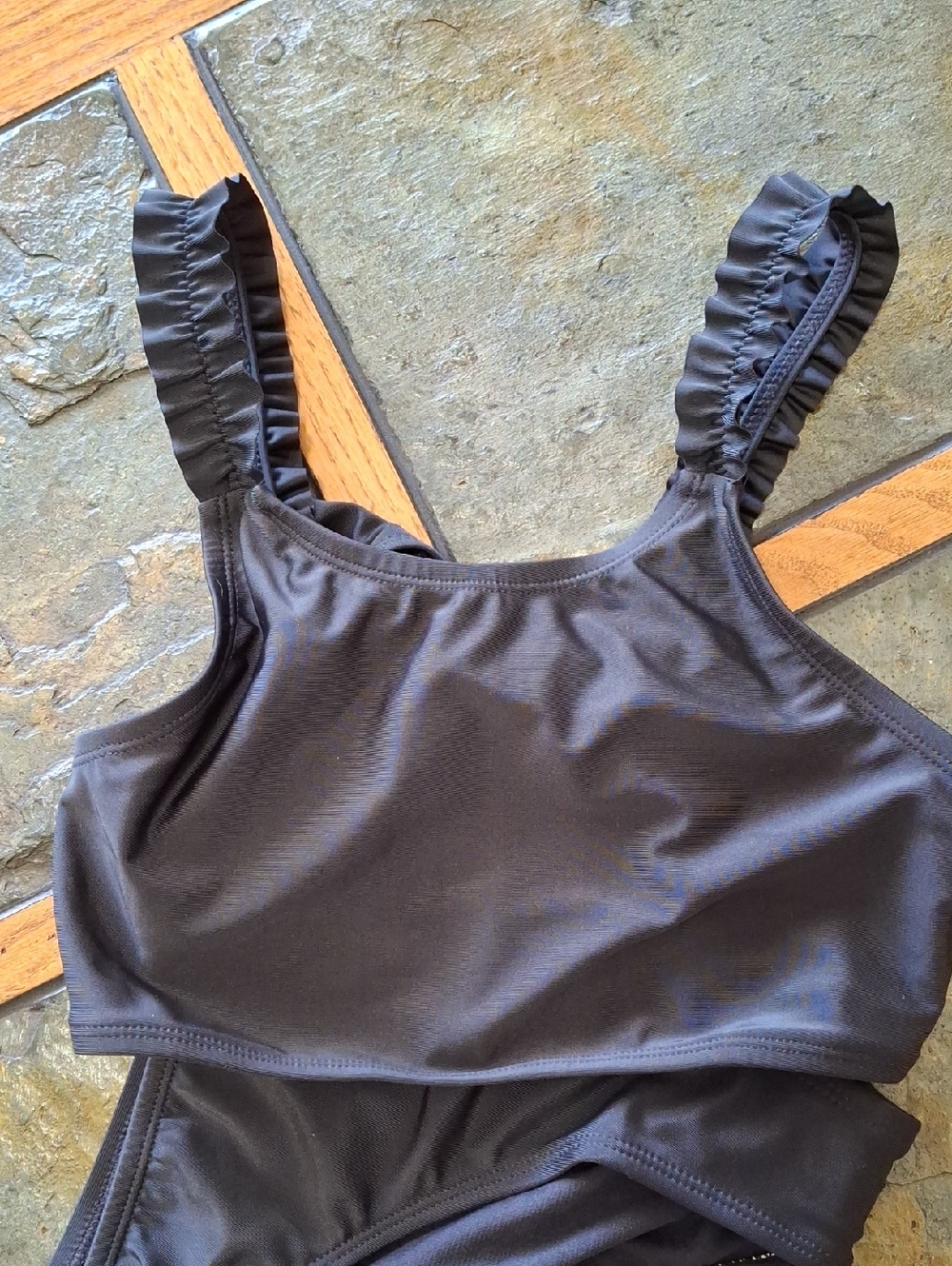 Girl's Black Ruffle-Strap Bikini - Picture 2 of 8
